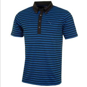 Puma Golf Shirt XL Dry Cell Blue Striped
